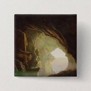 Bóton Quadrado 5.08cm Uma gruta no golfo de Salerno, por do sol,