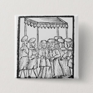 Bóton Quadrado 5.08cm Uma ilustração de um casamento judaico
