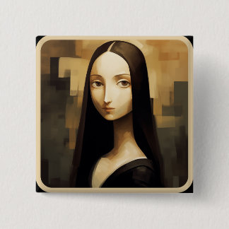 Bóton Quadrado 5.08cm Uma Mona Lisa reimaginou, um clássico, mas também