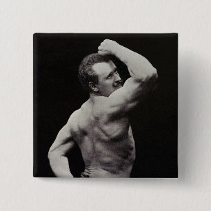 Bóton Quadrado 5.08cm Uma Nova Pose de Homens Fortes Eugen Sandow Fisicu