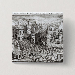 Bóton Quadrado 5.08cm Uma perspectiva da cidade e do porto