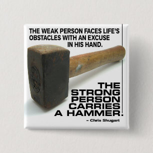 Bóton Quadrado 5.08cm Uma Pessoa Forte Carregar Um Martelo - Workout Gym