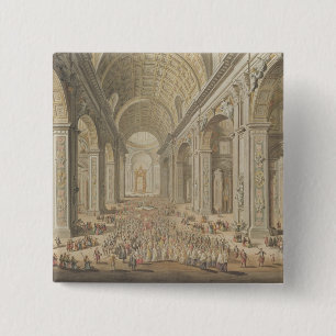 Bóton Quadrado 5.08cm Uma procissão em St Peter, Roma (w/c sobre gravur