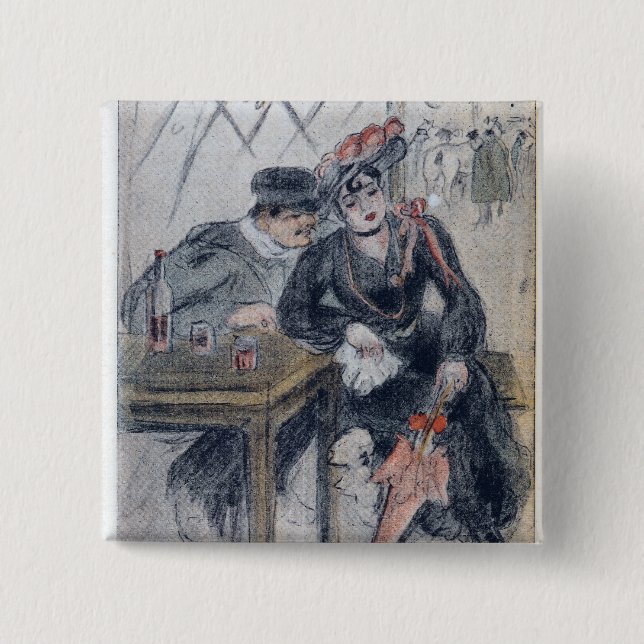 Bóton Quadrado 5.08cm Uma prostituta e seu cliente (Frente)