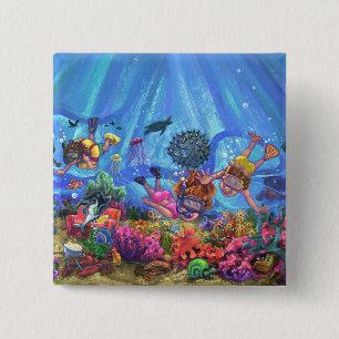Bóton Quadrado 5.08cm Under the Sea