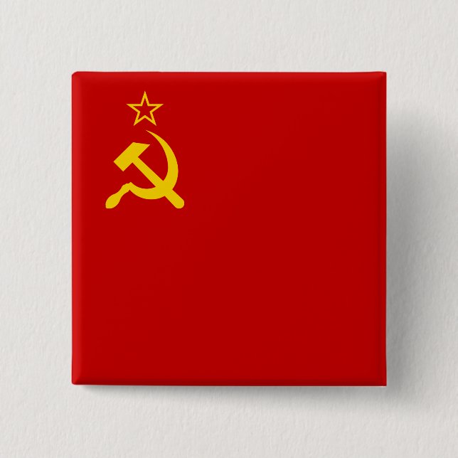 Bóton Quadrado 5.08cm União Soviética da URSS Bandeira Doença Comunista  (Frente)