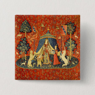 Bóton Quadrado 5.08cm Unicorn Tapestries Lady Legend Medieval