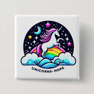 Bóton Quadrado 5.08cm Unicórnios da Esperança