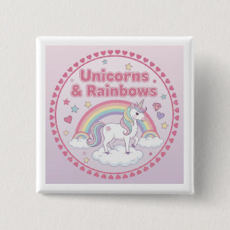 Bóton Quadrado 5.08cm Unicorns & Rainbows