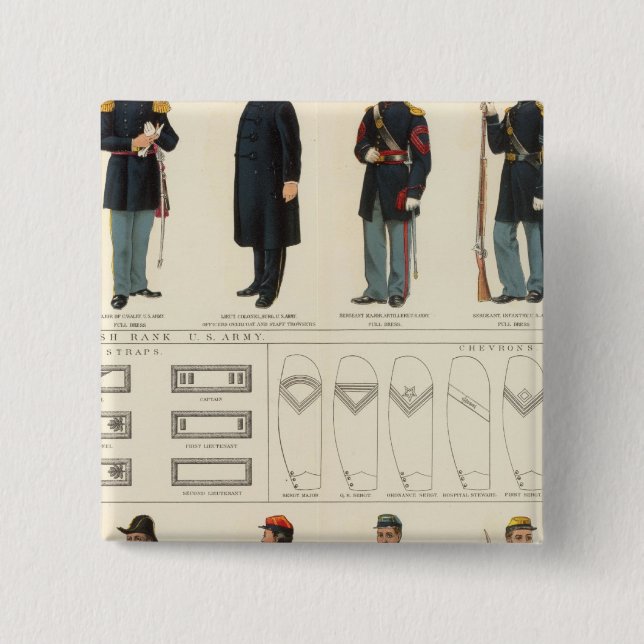 Bóton Quadrado 5.08cm Uniformes, EUA, exército CS (Frente)