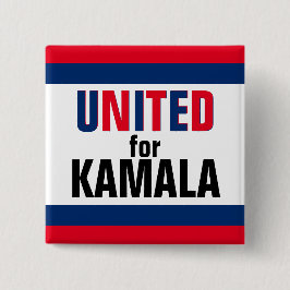 Bóton Quadrado 5.08cm United for Kamala Harris Presidente 2024