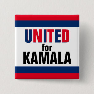 Bóton Quadrado 5.08cm United for Kamala Harris Presidente 2024