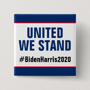 Bóton Quadrado 5.08cm United We Stand Vote Biden Harris 2020