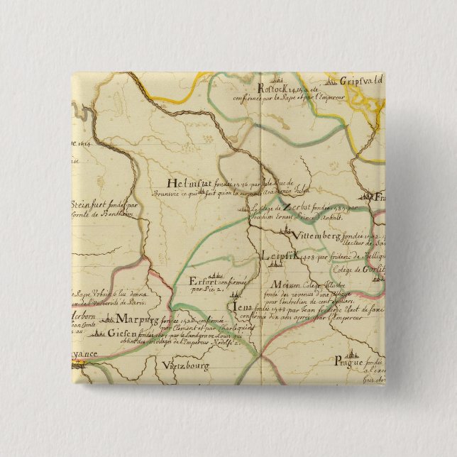 Bóton Quadrado 5.08cm Universidades da Áustria e da República Checa (Frente)