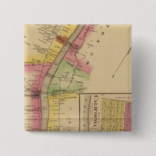 Bóton Quadrado 5.08cm Upper Ohio River e Valley (Frente)