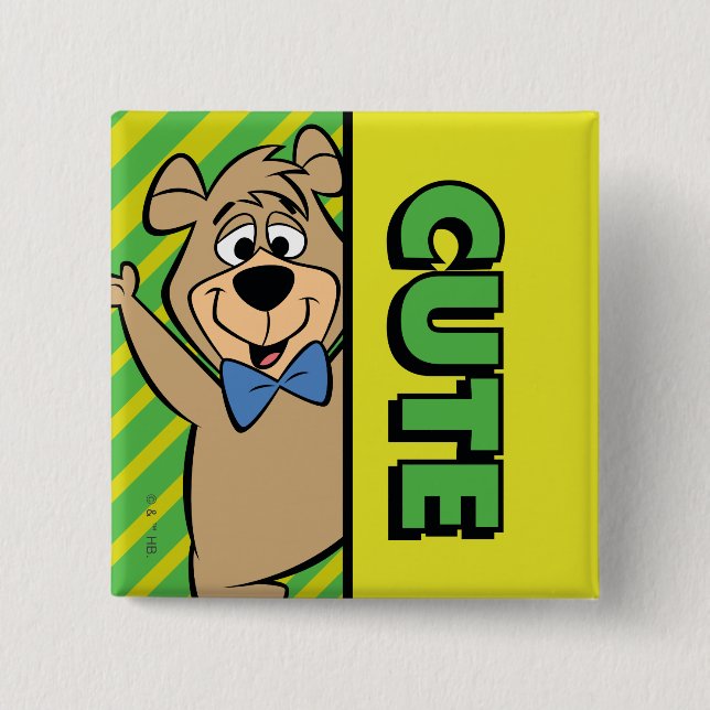 Bóton Quadrado 5.08cm Urso Boo-Boo Bonito (Frente)