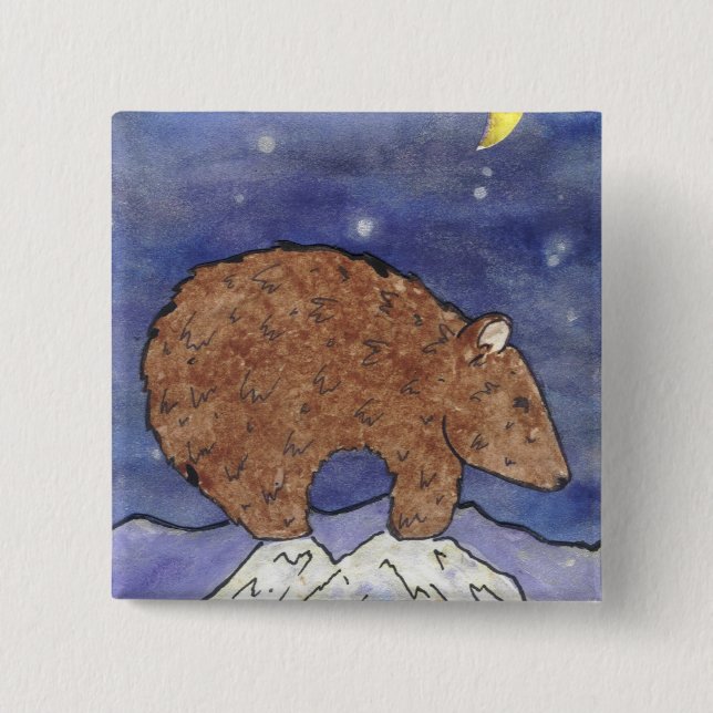 Bóton Quadrado 5.08cm Urso da Meia-Noite (Frente)