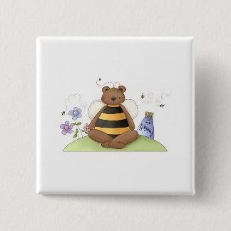 Bóton Quadrado 5.08cm Urso de Hunny