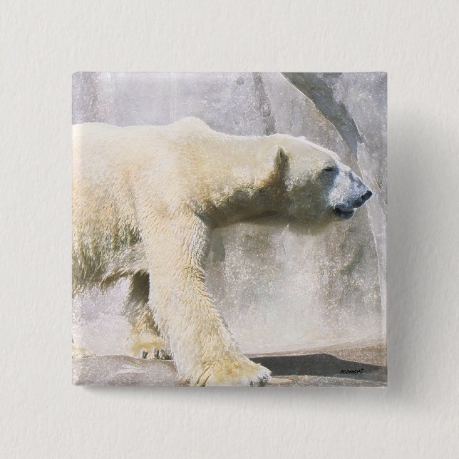 Bóton Quadrado 5.08cm urso polar (Frente)