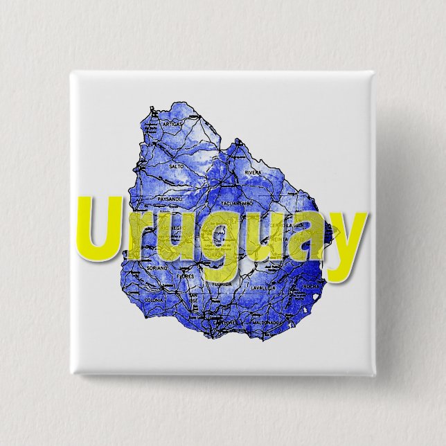 Bóton Quadrado 5.08cm Uruguai (Frente)