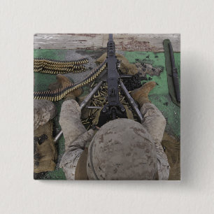 Bóton Quadrado 5.08cm US Marine dispara uma metralhadora M2 de calibre 5