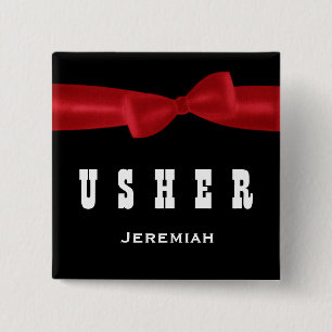 Bóton Quadrado 5.08cm USHER que Wedding o VERMELHO feito sob encomenda
