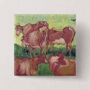 Bóton Quadrado 5.08cm Vacas de Vincent van Gogh  , 1890