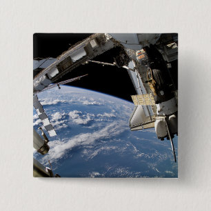 Bóton Quadrado 5.08cm Vaivém espacial Atlantis e uma nave espacial de