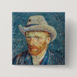Bóton Quadrado 5.08cm Van Gogh - Autorretrato com um chapéu de feltro d