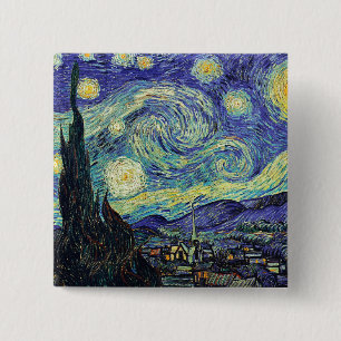 Bóton Quadrado 5.08cm Van Gogh está no Starry Night