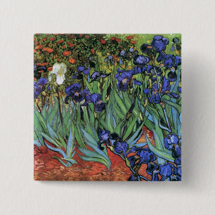 Bóton Quadrado 5.08cm Van Gogh Irises (F608) Vintage Fine Art