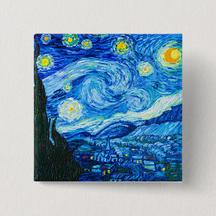 Bóton Quadrado 5.08cm Van Gogh Starry Night