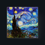 Bóton Quadrado 5.08cm Van Gogh Starry Night Fine Art<br><div class="desc">Starry Night,  belas artes de Vincent van Gogh.</div>