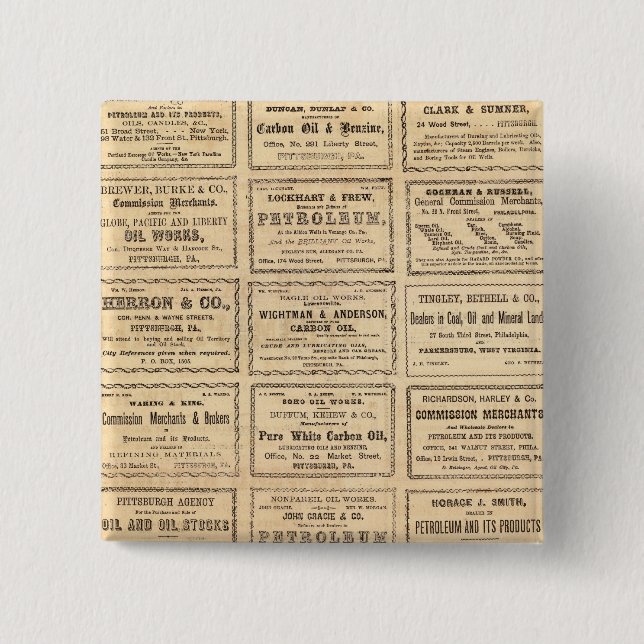 Bóton Quadrado 5.08cm Vários anúncios de petróleo (Frente)