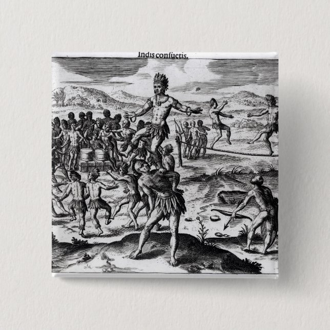 Bóton Quadrado 5.08cm Vários jogos indianos, 'de Americae (Frente)