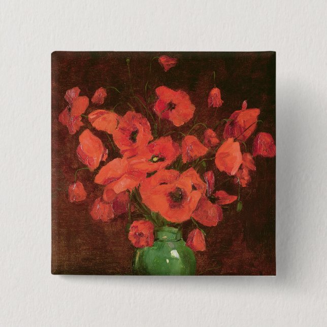 Bóton Quadrado 5.08cm Vaso das flores 2 (Frente)