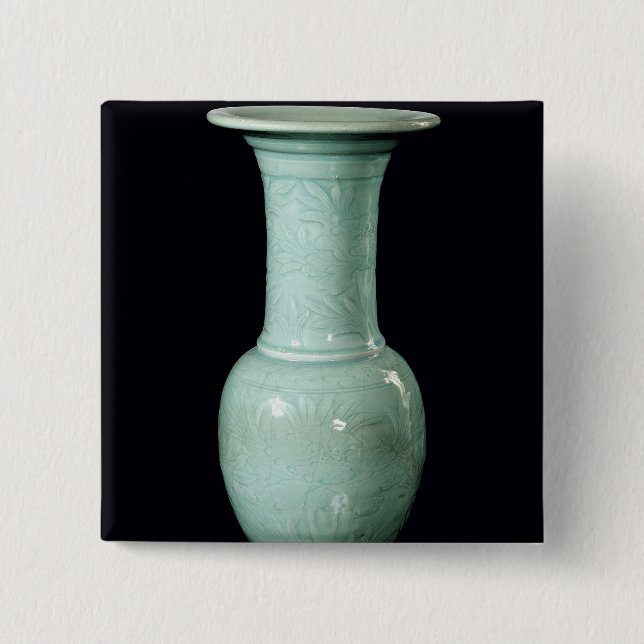 Bóton Quadrado 5.08cm Vaso vitrificado Celadon, dinastia de Yuan (Frente)