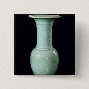 Bóton Quadrado 5.08cm Vaso vitrificado Celadon, dinastia de Yuan