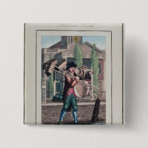 Bóton Quadrado 5.08cm Vassouras do cabelo, igreja de Shoreditch