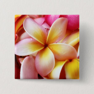 Bóton Quadrado 5.08cm Vazio personalizado flor de Havaí do Frangipani d
