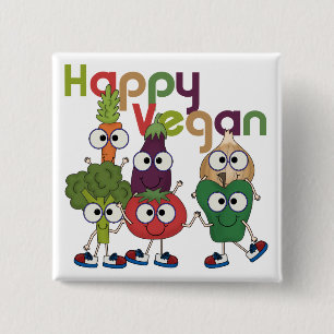 Bóton Quadrado 5.08cm Vegan feliz