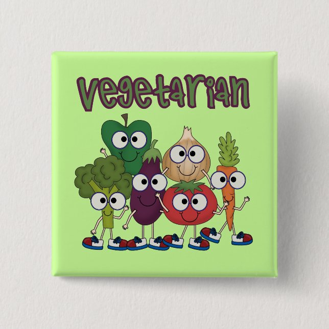 Bóton Quadrado 5.08cm Vegetariano (Frente)