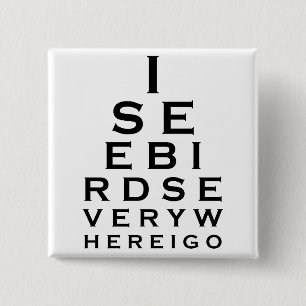 Bóton Quadrado 5.08cm Vejo Pássaros Eyechart