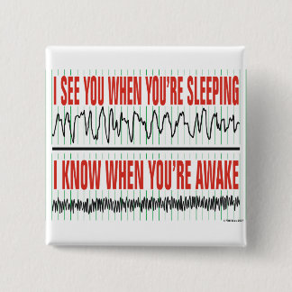 Bóton Quadrado 5.08cm Vejo-te quando estás a dormir. Botao