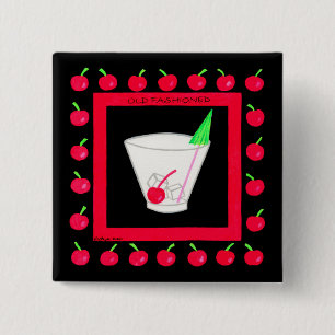 Bóton Quadrado 5.08cm Velhas cerejas vermelhas retrorreflectoras moídas