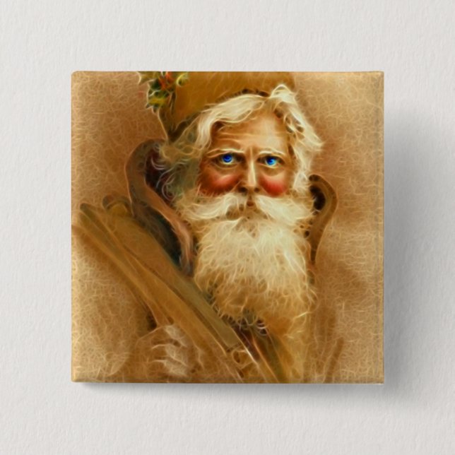 Bóton Quadrado 5.08cm Velho Mundo Papai Noel, St. Nick do Victorian do (Frente)