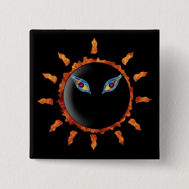 Bóton Quadrado 5.08cm Vem aqui The Sun (Frente)