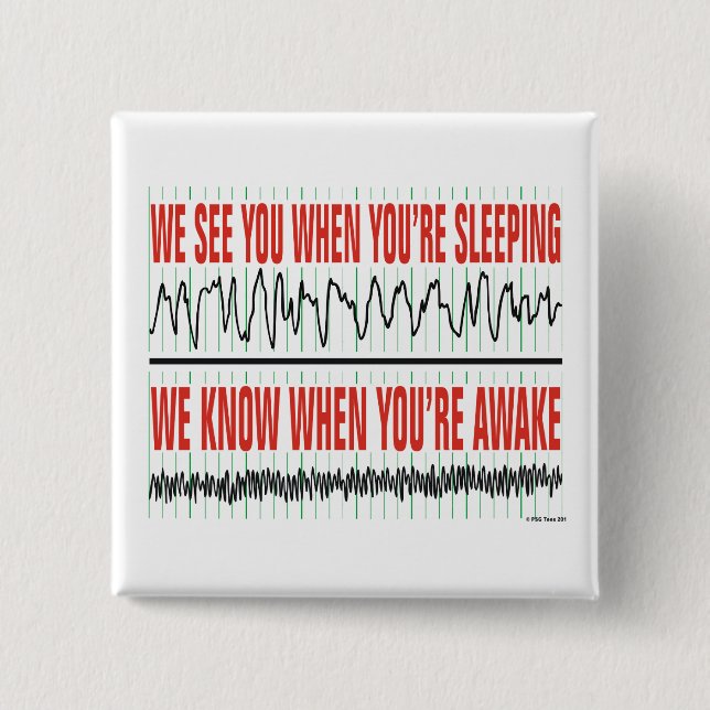 Bóton Quadrado 5.08cm Vemo-nos quando estamos a dormir (Frente)
