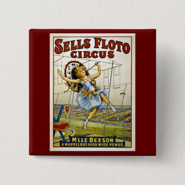 Bóton Quadrado 5.08cm Vendas Floto 1921 - M'lle Beeson (Frente)