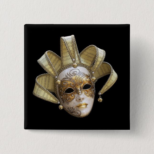 Bóton Quadrado 5.08cm Venetia Máscaras (Frente)
